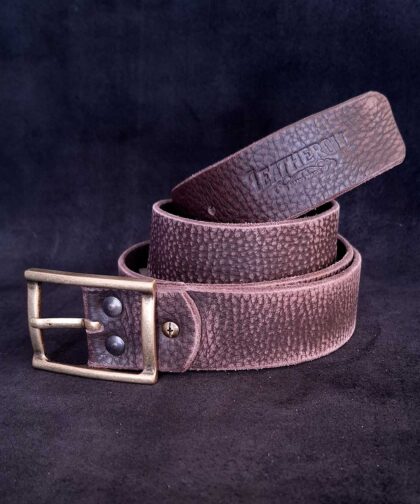 Cinturón de cuero marrón/gastado con hebilla rectángulo bro/viejo de 40mm