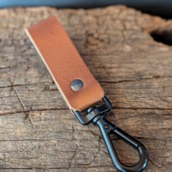Llavero de Cinturón en Cuero Premium de 3mm – Marrón Tan (Personalizable)